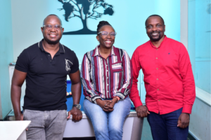 L-R – Kester Muhanji, Managing Director at Aquila East Africa and Board Members Anne Ngatia and Bonny L'souza at their Kampala offices recently